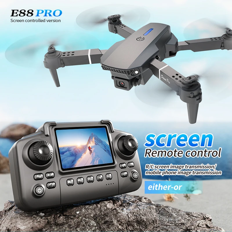 Drone Rc Bolide - Drone Profissional E88 PRO com Tela,