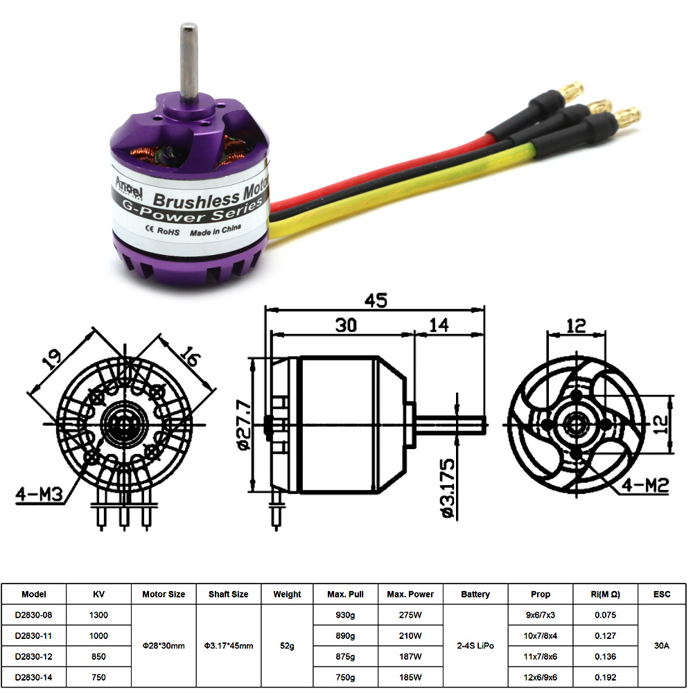 Motor sem escova D2830 1300KV  - Drone Kf Rc avaliação e preço
